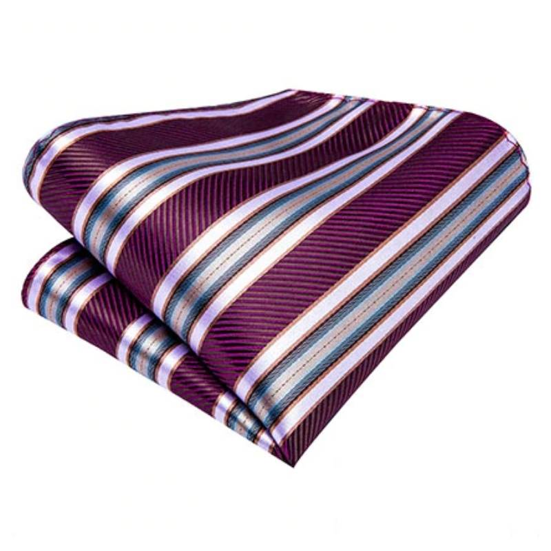 Violetinė, balta ir pilka dryžuotas kaklaraištis