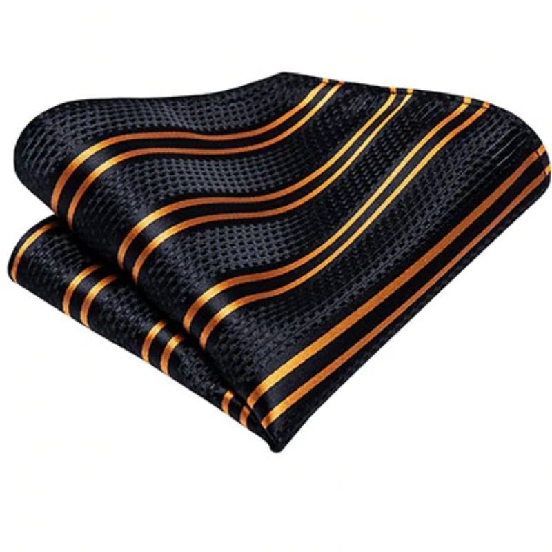 Juodas ir auksinis taškuotas dryžuotas kaklaraištis