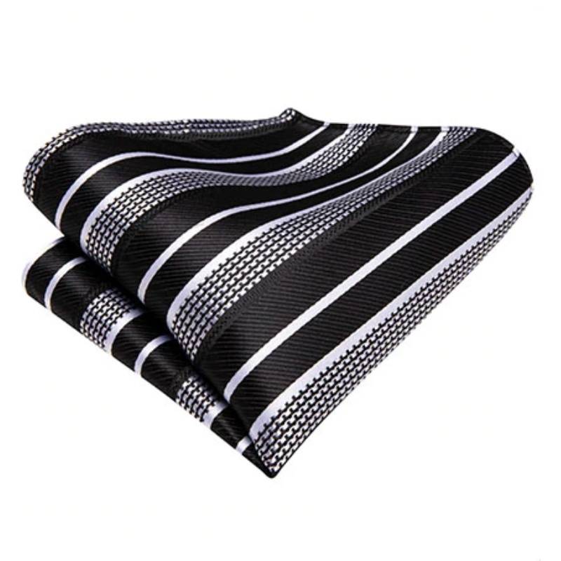 Juodos ir sidabrinės spalvos dryžuotas kaklaraištis