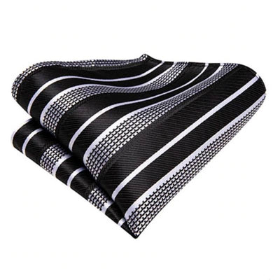 Juodos ir sidabrinės spalvos dryžuotas kaklaraištis