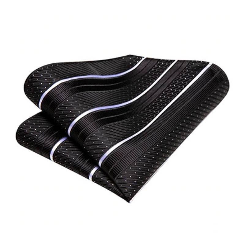 Juodai baltas taškuotas dryžuotas kaklaraištis