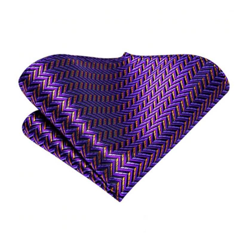 Violetinės ir auksinės spalvos dryžuotas kaklaraištis