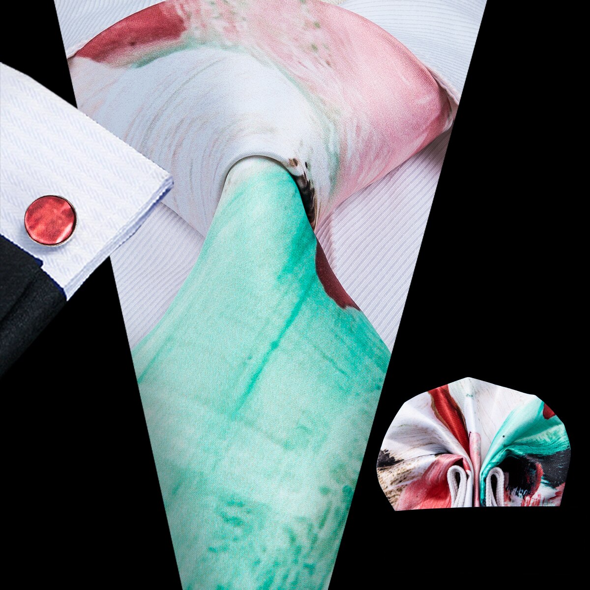 Balta, žalia ir raudona kaklaraištis