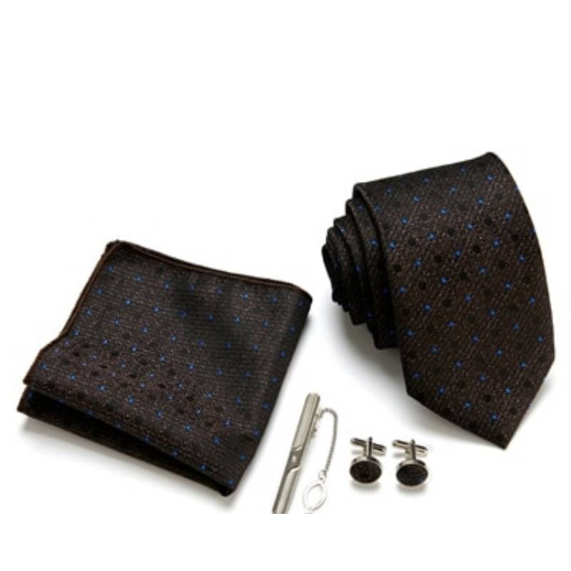 Juodas kaklaraištis su mėlynais taškeliais