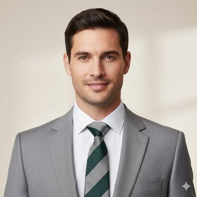 Green and Grey Striped Tie