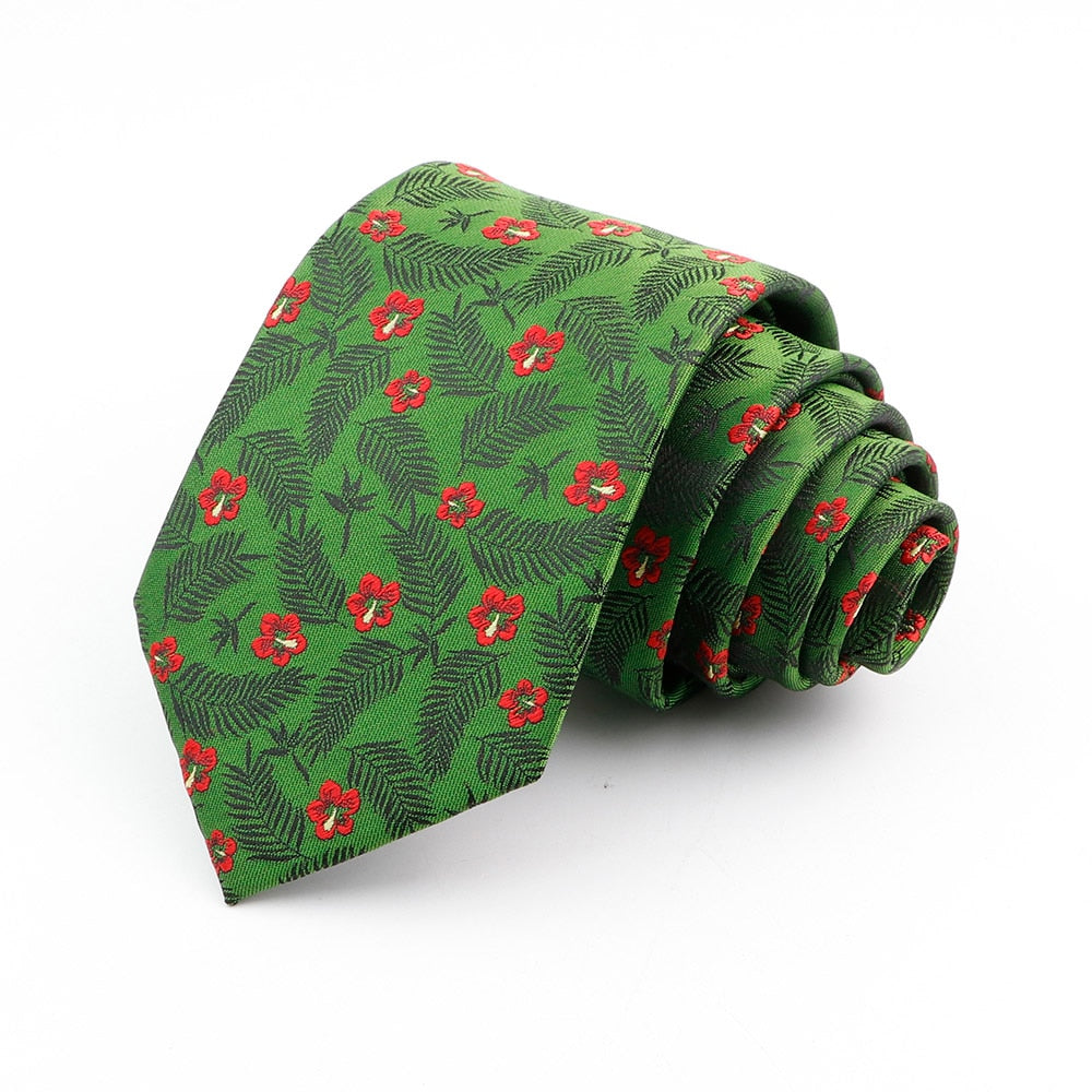 Cravate Verte Fleur