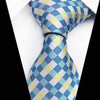 Cravate Argentée à Carreaux Bleus et Jaunes