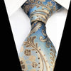 Cravate Bleu Claire à Motif Paisley Beige