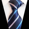 Cravate Bleue Foncée à Rayures Bleues Claires et Blanches