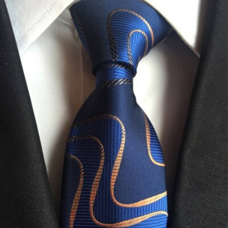 Sötétkék nyakkendő bézs hullámokkal