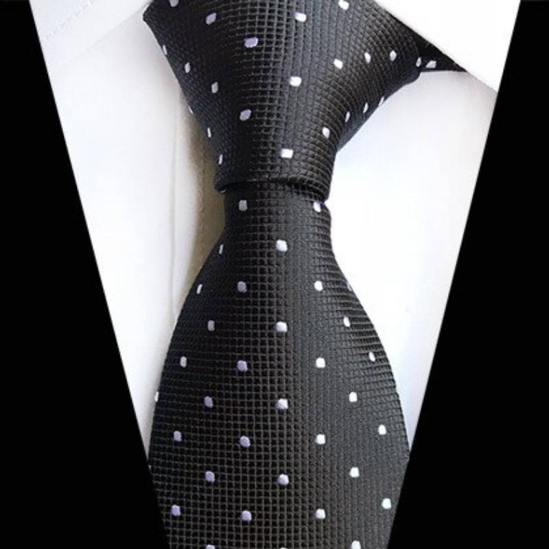 Dark Gray Tie with White Polka Dots