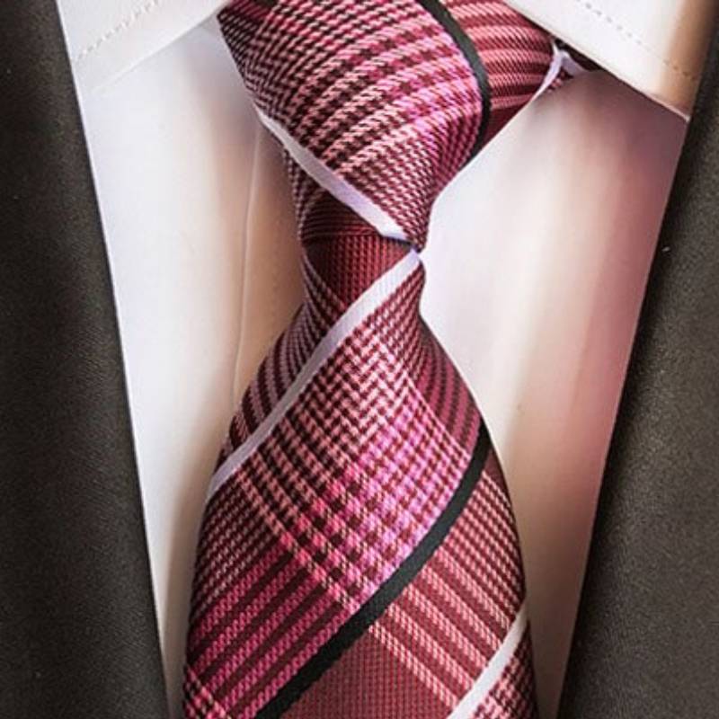 Brown Tie with Pink and White Stripes