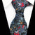 Cravate Noire à Fleurs Argentées