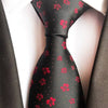 Cravate Noire à Fleurs Rouges et Pois Blancs