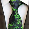 Cravate Noire à Fleurs Vertes