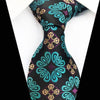 Cravate Noire à Motif Turquoise et Jaune