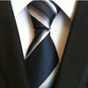Cravate Noire et Bleue à Rayures Blanches et Grises