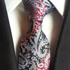 Cravate Noire et Rouge à Motif Paisley Argenté