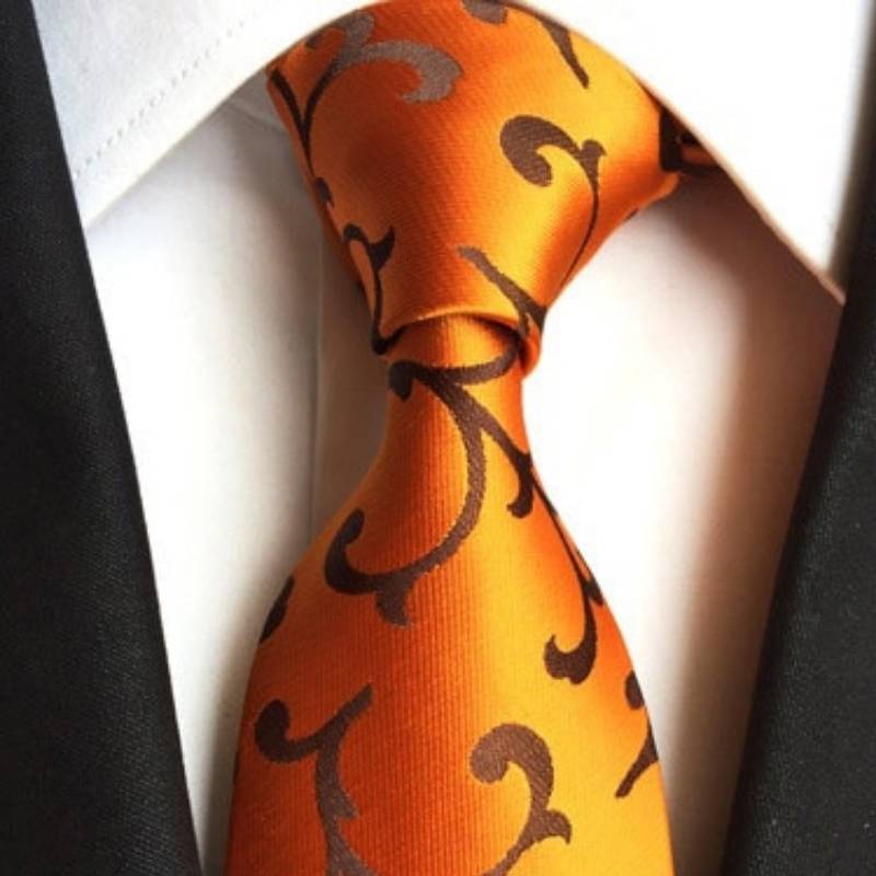 Cravate Orange à Motif Marron