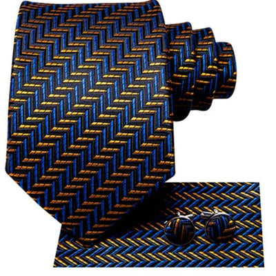Cravate Rayée Bleu Marine et Orange