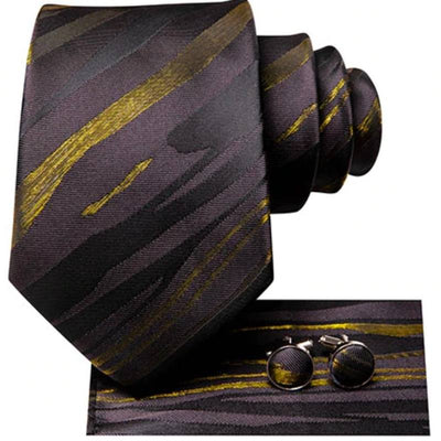 Cravate Rayée Noire et Jaune