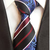 Cravate Rayée Noire et Rouge Motifs Paisley Bleu
