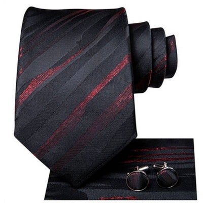 Cravate Rayée Noire et Rouge