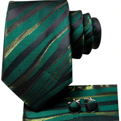 Cravate Rayée Noire et Verte
