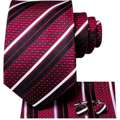 Cravate Rayée Rouge Pois, Noire et Blanche