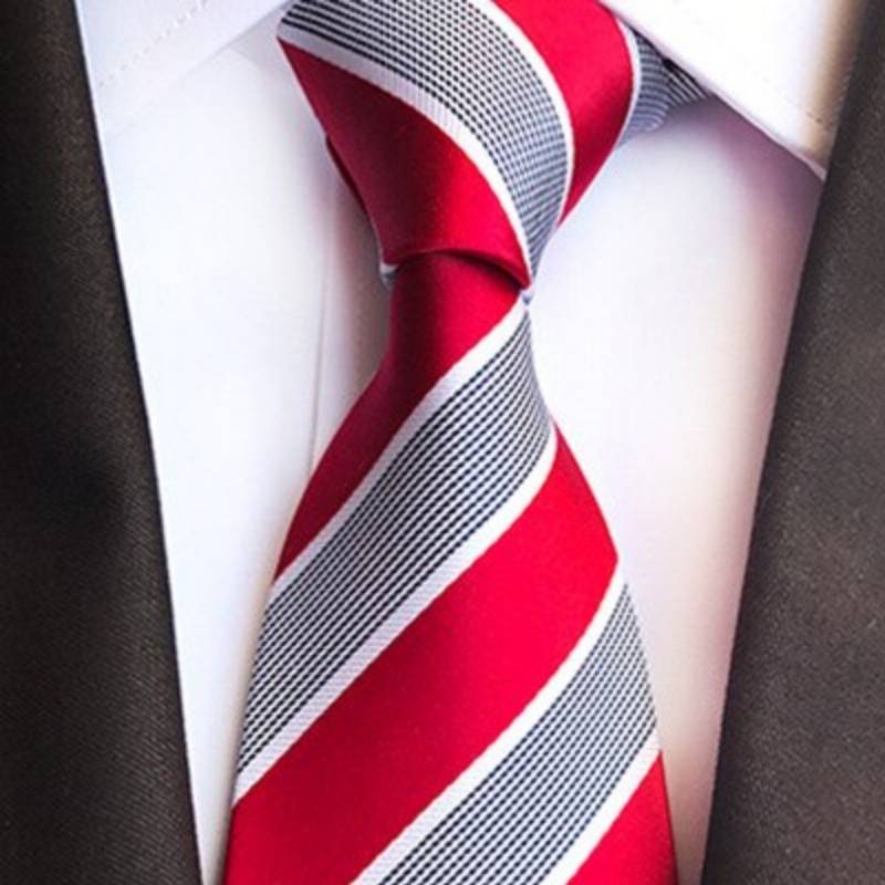 Cravate Rayée Rouge et Grise