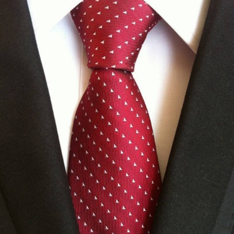 Red Tie With Mini White Triangles