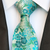 Cravate Verte à Fleurs Bleues Turquoises