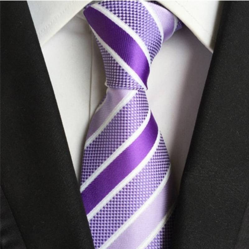 Cravate Violette à Rayures Mauves