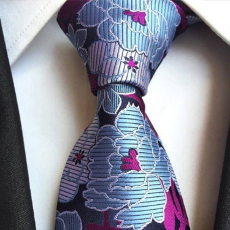Gravata Flor Azul e Roxa