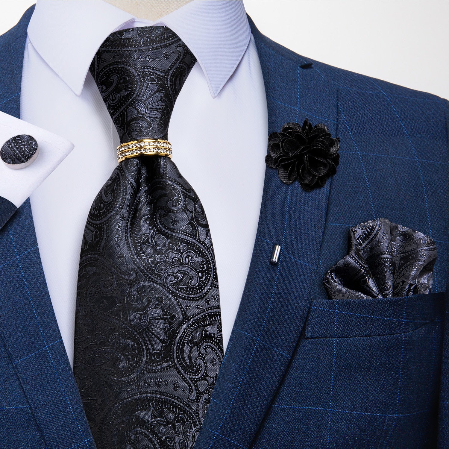 Gravata de seda preta