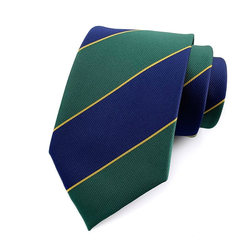 Cravate Rayée Verte et Bleu Foncé
