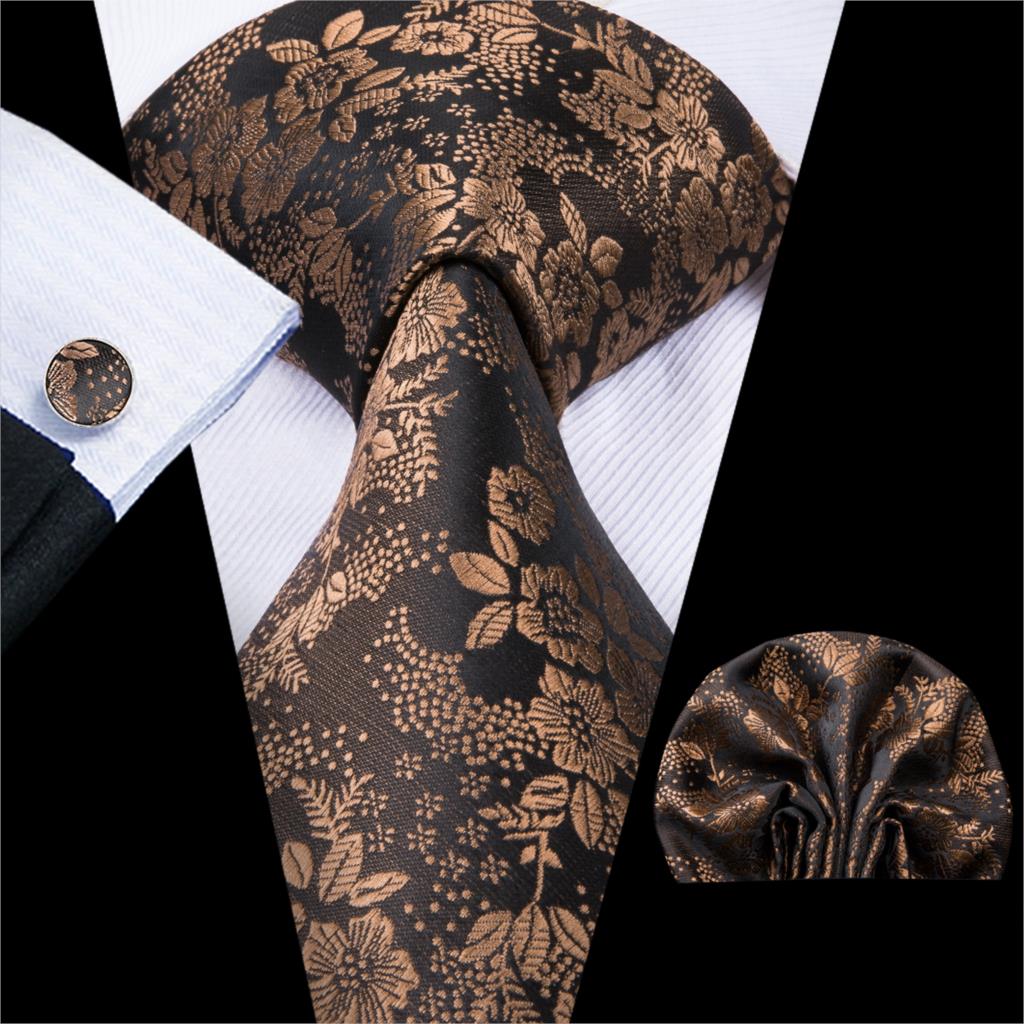 Brown Tie with Flowers