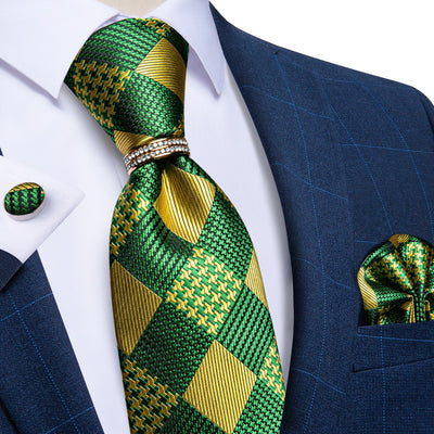 Cravate Carreaux Vert Et Jaune