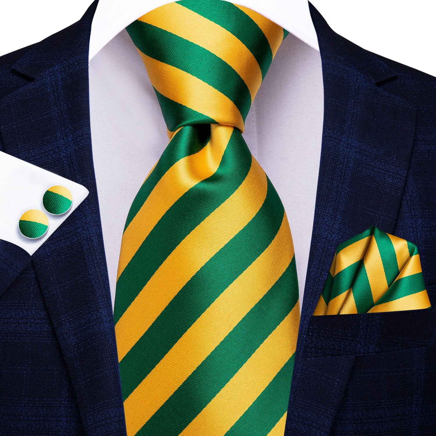 Cravate Rayée Jaune Et Vert