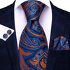 Cravate Bleu Orange Paisley