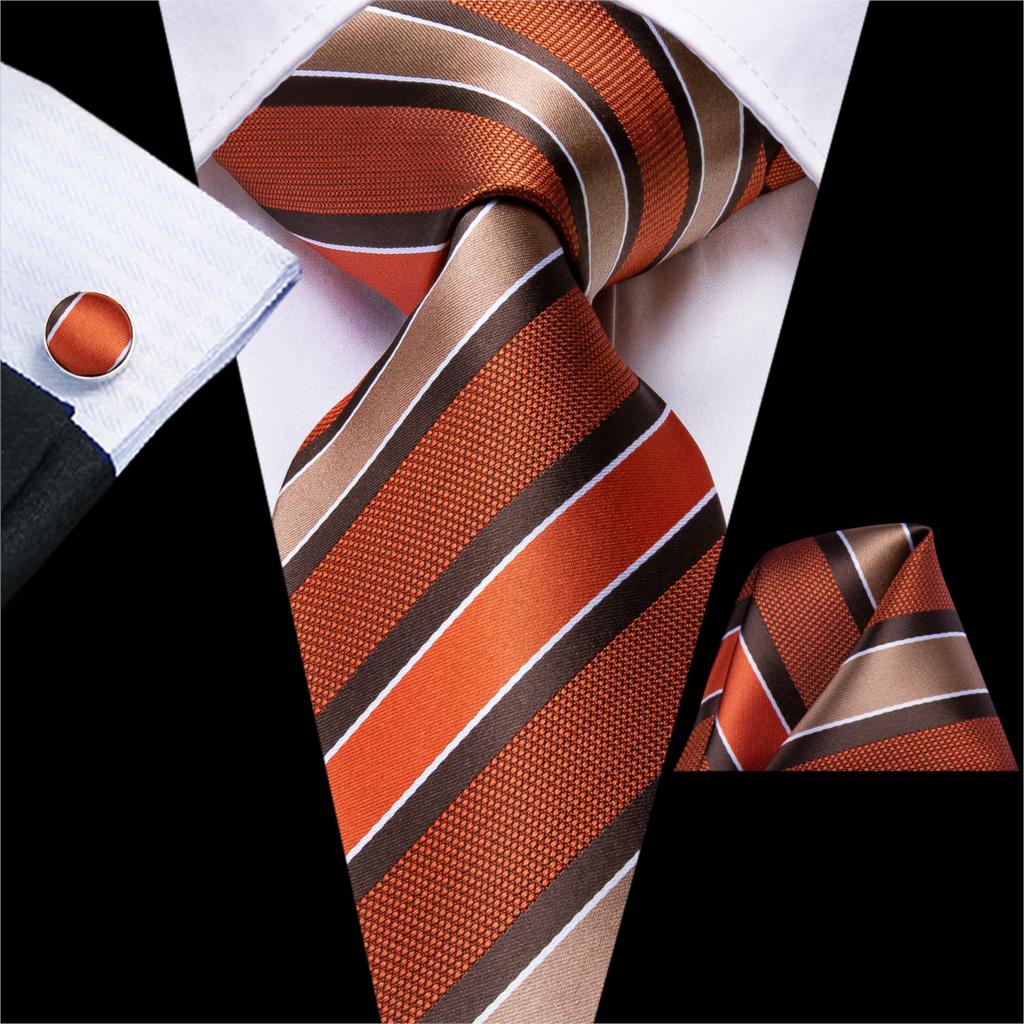 Cravate Rayée Orange et Marron