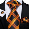 Cravate Noire et Orange à Carreaux