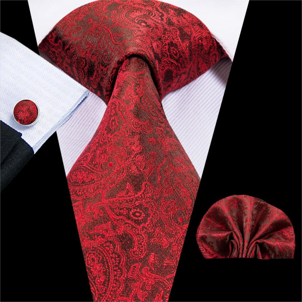 Brown Tie with Red Flowers