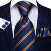 Cravate Bleu Marine à Rayures Oranges
