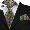 Cravate Verte avec Fleurs Multicolores