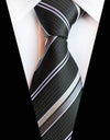 Cravate Noire à Rayures Argentée