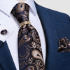 Cravate Paisley Bleu Marine Et Beige