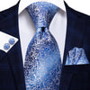 Cravate Fleurie Bleu et Argentée