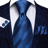 Cravate Rayée Bleu Océan