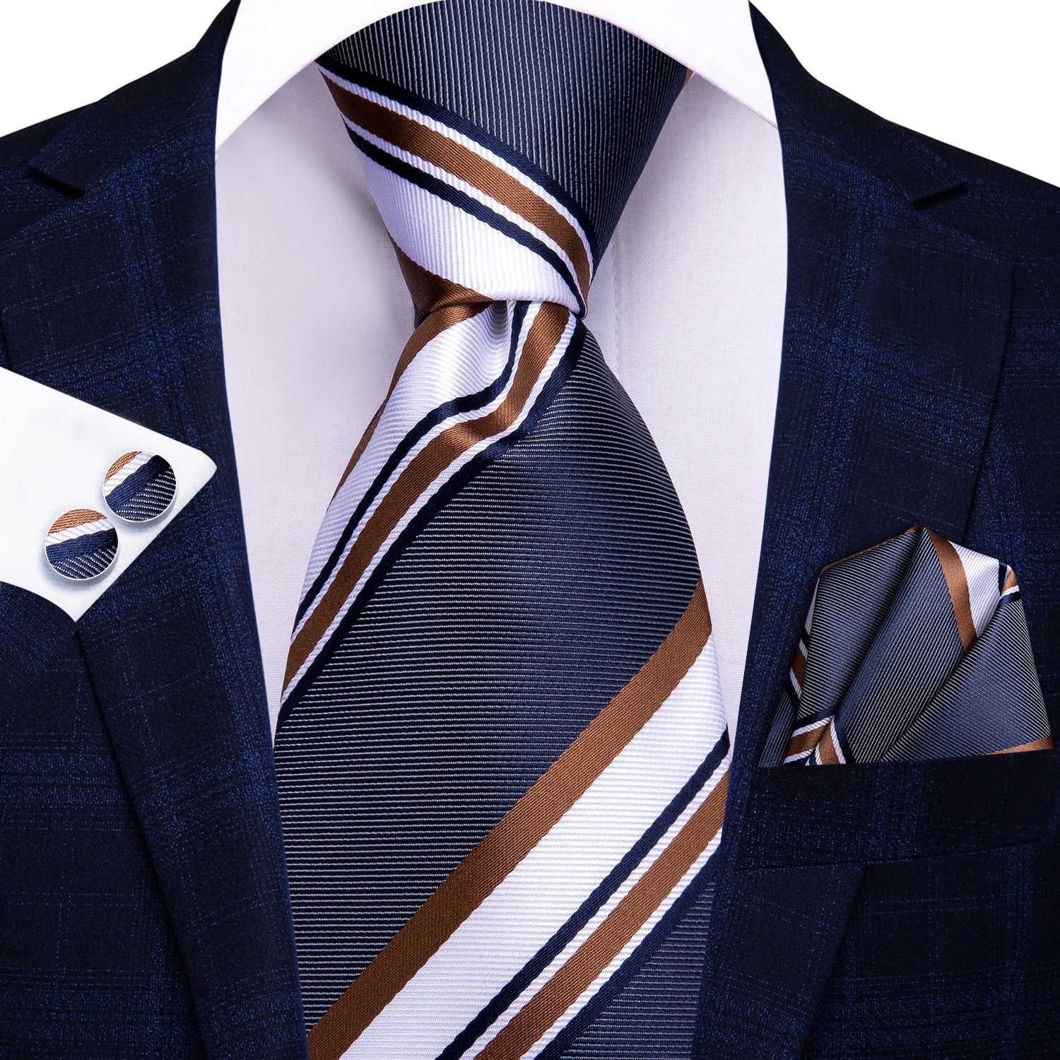 Blue White And Brown Tie